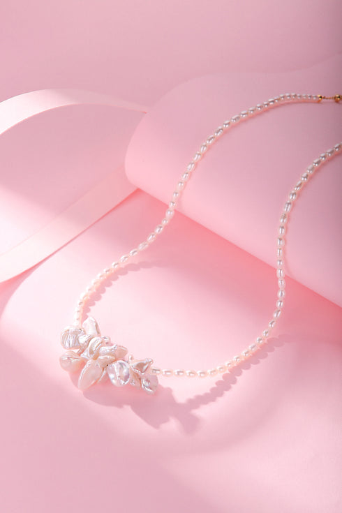 Keshi Freshwater Pearl Butterfly Pendant Collar Necklace - House Of Pearls